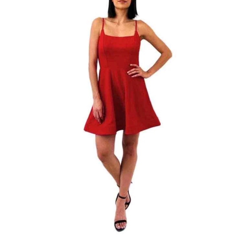 Trixxi Red Fit & Flare Skater Mini Dress Ladder Back NWT 5 Cocktail Homecoming